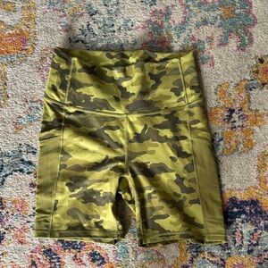 Fabletics Olive Camo Bike Shorts